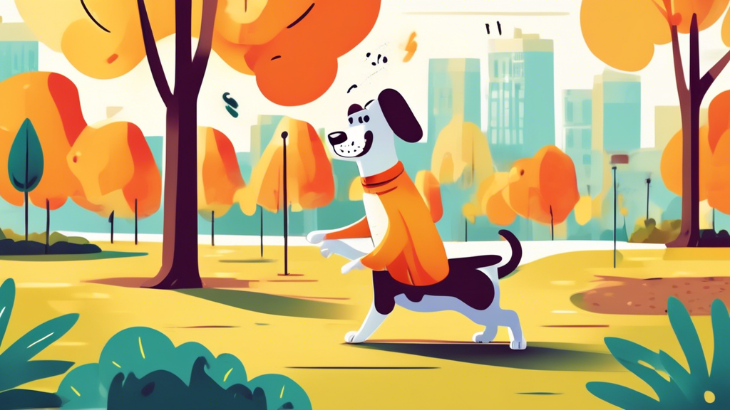 Create an image of a dog happily playing in a park, free of fleas, with a vet administering a treatment for fleas. The setting should convey a sense of relief and comfort, emphasizing the importance o