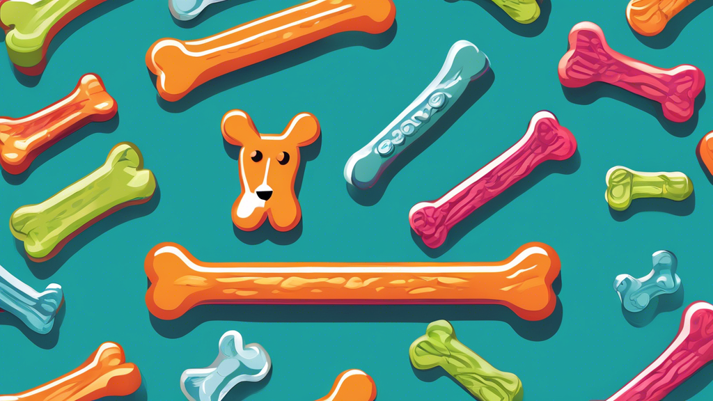 Create an image of a variety of top chew bones designed for big dogs, showcasing different sizes, shapes, and textures to help dog owners choose the best option for their furry companions.